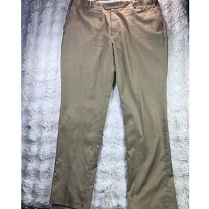 Joseph & Feiss Mens Tan Khaki Dress Pants Flat Front 42W x 34L Polyester. A35